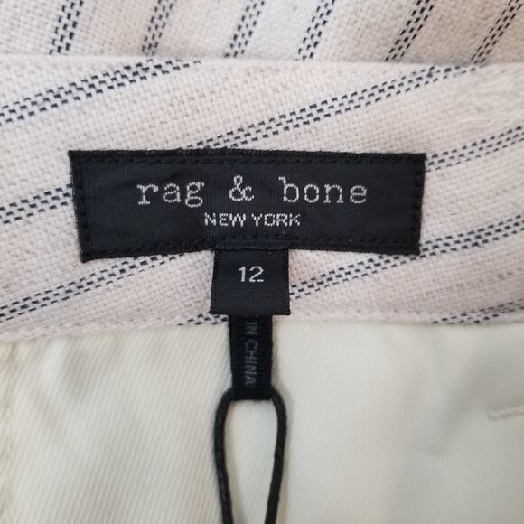 Rag & Bone NWT Women's Natural Stripe Ivy Stripe Culotte Wide Leg Pants Size 12 - Picture 4 of 11